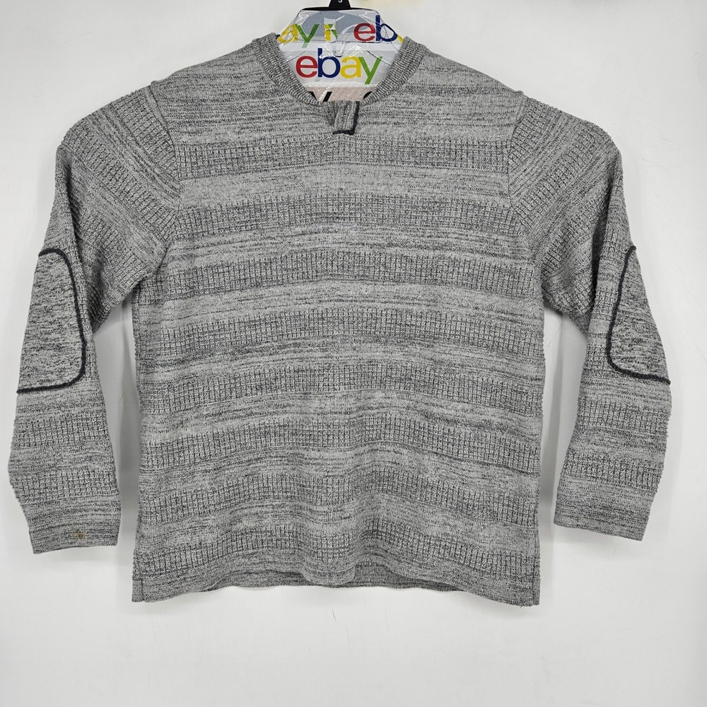 Carbon 2 Cobalt‎ Sweater Mens XL Gray Elbow Patch Textured V Neck Casual